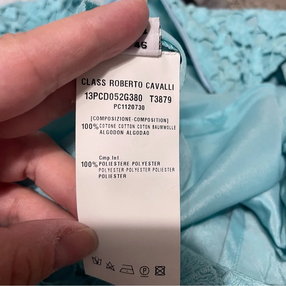 Roberto Cavalli ‘Class’ Turquoise Lace Crochet Pencil Skirt Size 14 (IT 48) - Picture 12 of 12